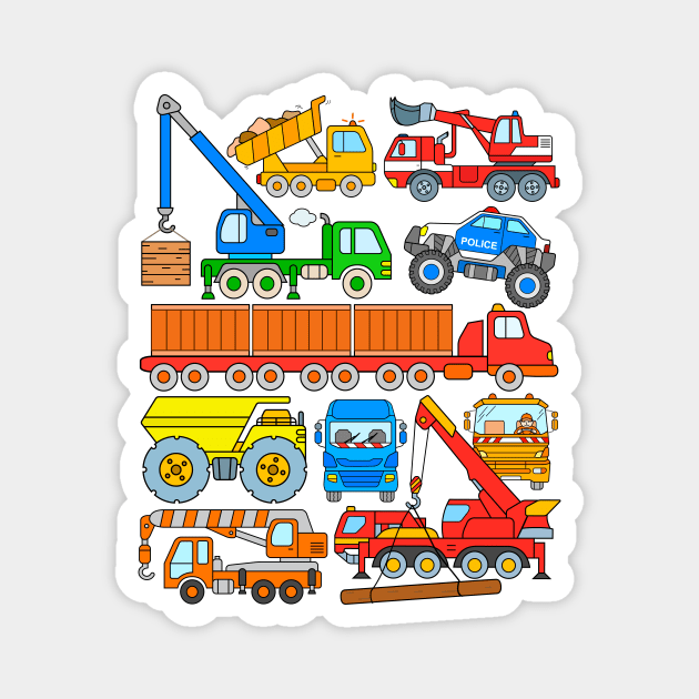 Truck Lorry Heavy Hauler Construction Trucks Kids Boys Girls Magnet by samshirts