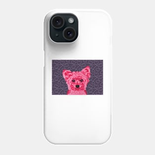 Kate Yorkie by Pink Heart on Dark Grey Wallpaper Phone Case