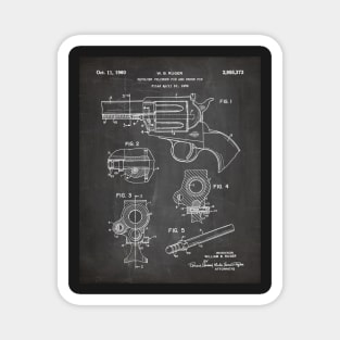 Ruger Revolver Patent - Gun Enthusiast Firearms Art - Black Chalkboard Magnet