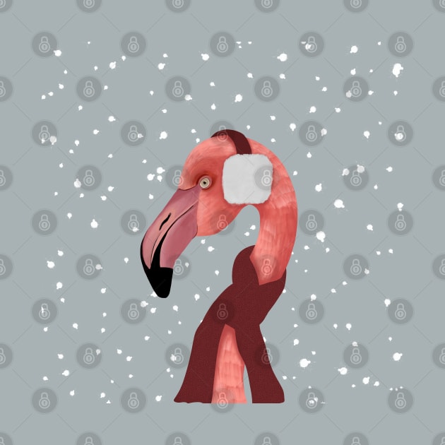 Snowy Winter Flamingo by Suneldesigns