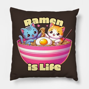 Ramen is Life - Cute Cats Pillow