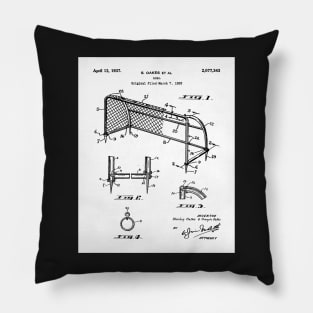 Soccer Patent - Soccer Goal Art - Black And White Pillow