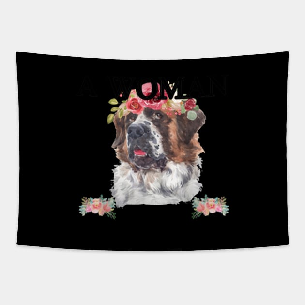 Never underestimate A Woman with a ST. Bernard Tapestry by jonetressie