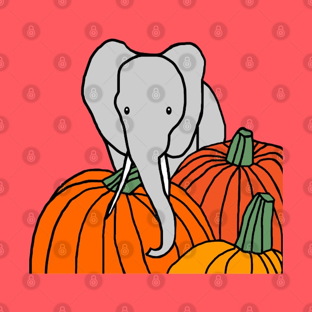 Elephant and Halloween Pumpkins by ellenhenryart