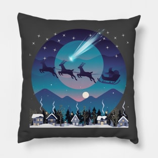 Christmas Magic with Santa and Reindeer Pillow