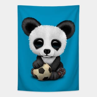 Cute Baby Panda With Football Soccer Ball Tapestry