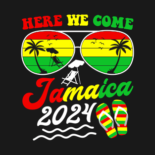 Jamaica Vacation 2024 | Here We Come Funny Matching Family Vacation T-Shirt