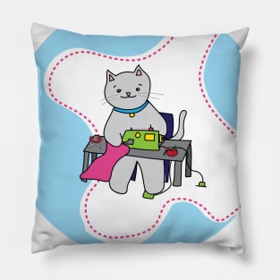 Sewing Kitty Pillow