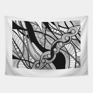 Abstract modern illustration black and white Tapestry