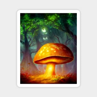 Glowing Magic Mushroom in Enchanted Forest Magnet