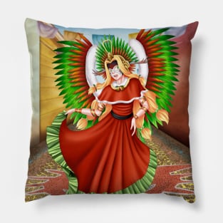 Christmas Quetzalcoatl Dress Rudos Mask Background Pillow