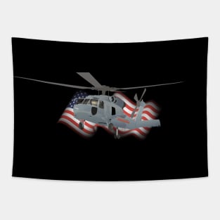 Patriotic SH-60 Seahawk Military Helicopter Tapestry