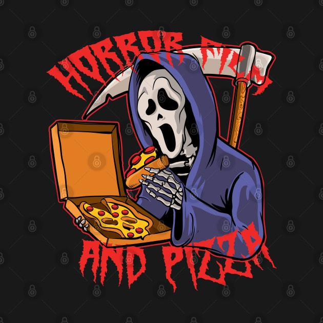 Horror Movie and Pizza ( Creepy Halloween Vibe ) by Wulfland Arts