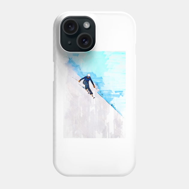 Skiing Down Slope Norway Phone Case by ColortrixArt