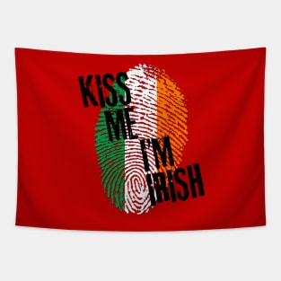 KISS ME IM IRISH fingerprint Tapestry