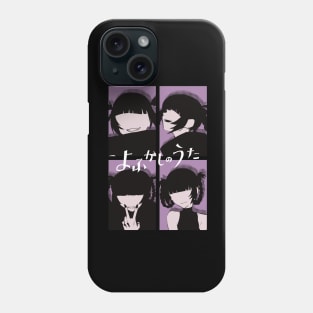 Call of the Night Anime Characters Nazuna Nanakusa Faceless in Cool 4 Panels Pop Art Style with Yofukashi no Uta Kanji or Japan Text Phone Case