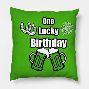 One Lucky Irish Green Beer Drinking Birthday Party Pillow