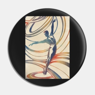 Rainbow Dancer Male Ballet Linoprint Pin