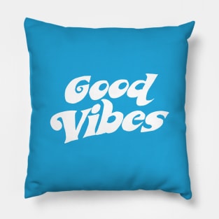 Good Vibes White - Typographic Design. Pillow