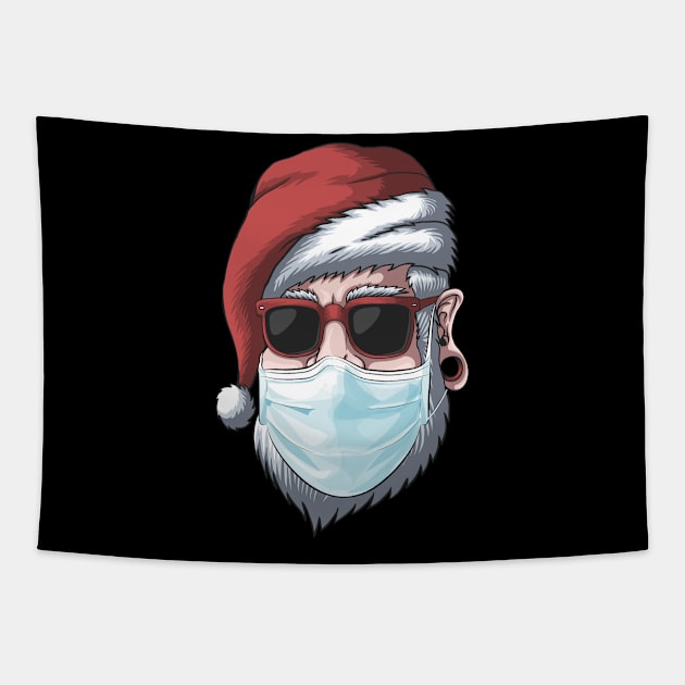 Santa Claus Wearing Face Mask Funny Christmas Gift Tapestry by Daily Fashion