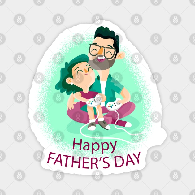 Happy Father Day Illustration Magnet by Mako Design 