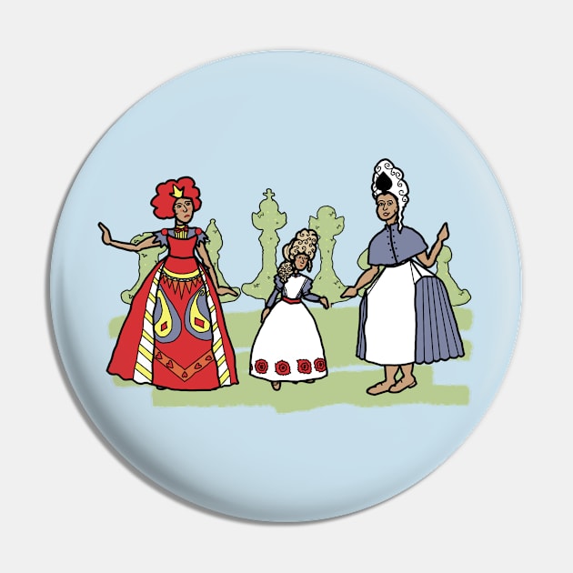 18th-Century Alice in the Queens' Garden Pin by LochNestFarm