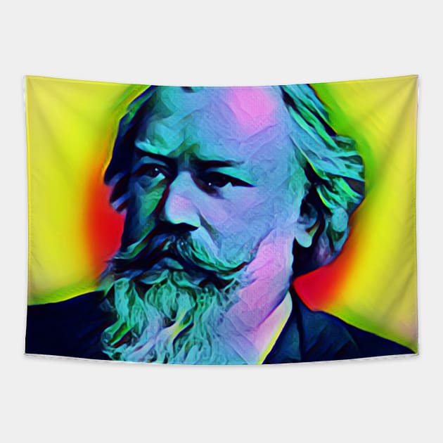 Johannes Brahms Golden Colourful Portrait | Johannes Brahms Artwork 11 Tapestry by JustLit