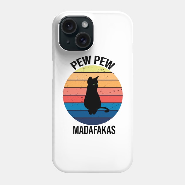 Cat Pew Pew Madafakas Vintage Phone Case by AwesomeDesignArt