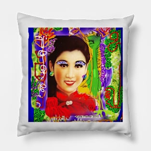 Bonjour Pigozzi  Digital collage Pillow