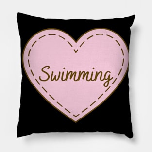 I Love Swimming Simple Heart Design Pillow