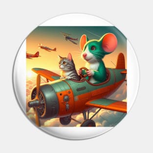 The Green Mouse Takes Flight: A High-Flying Adventure with a Co-Pilot Cat! Pin
