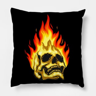 Skull Fire Flame Pillow