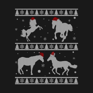 Santa Hat Horses T-Shirt