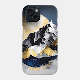 Textured Rustic Metallic Moonlit Mountains Phone Case