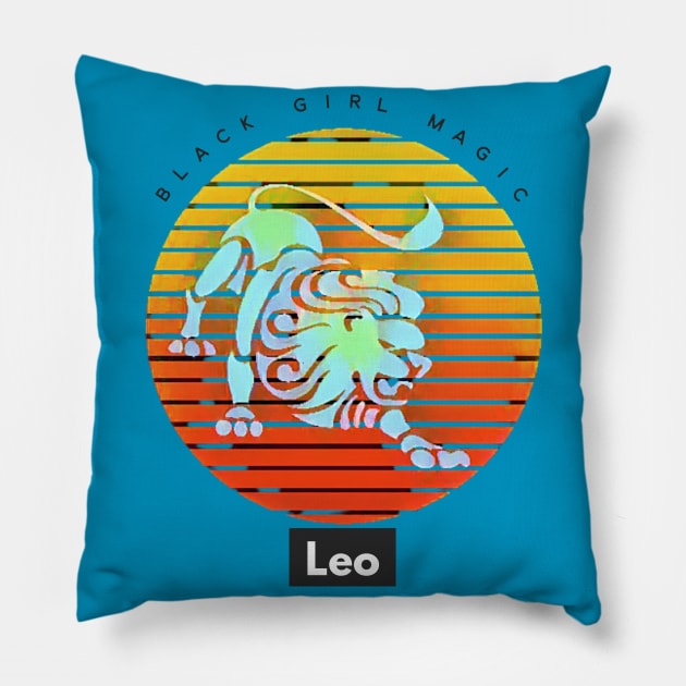 LEO Black Girl Magic (zodiac sign) Pillow by PersianFMts