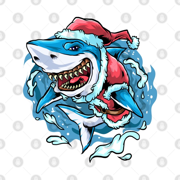 Christmas Santa Great White Shark by BDAZ