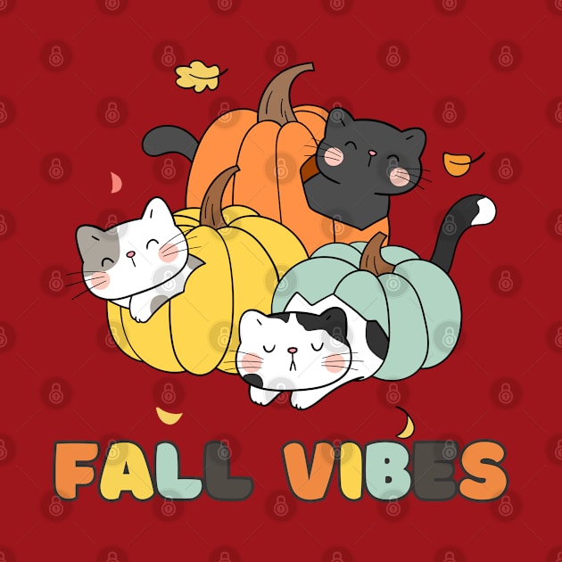 Cute Fall Vibes Cat Trio by Purrrfect Spot