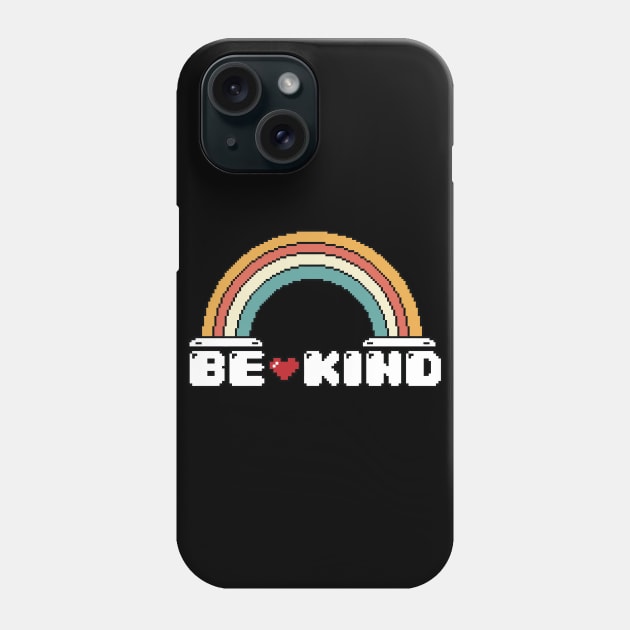 Be Kind Vintage Rainbow Peace Hippie Pixel Retro Style for Gamers heart Phone Case by A Comic Wizard