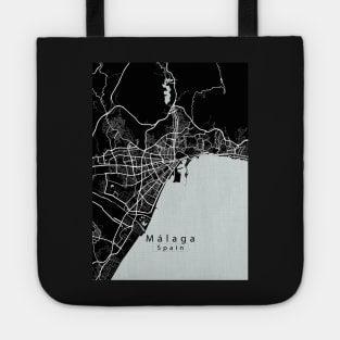 Malaga Spain City Map dark Tote