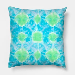 Blue and Green Technicolor Tie-Dye Pillow