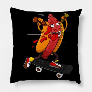 Hotdog Skater Funny Skating Bratwurst Pillow