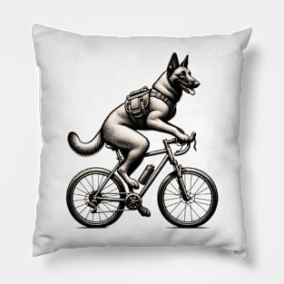 Belgian Malinois Dog Riding A Bike Pillow