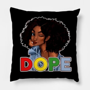 Unapologetically Dope, Black, Afro, Black History, Juneteenth, Black Woman Pillow