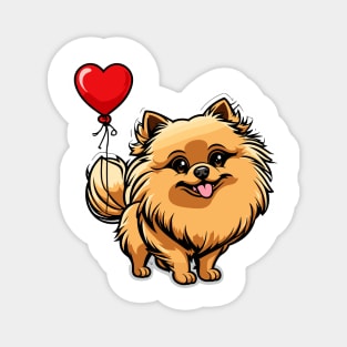 Pomeranian Heart Balloon - Valentines Day Magnet