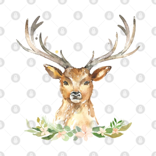 Cute deer with flowers by Jenmag