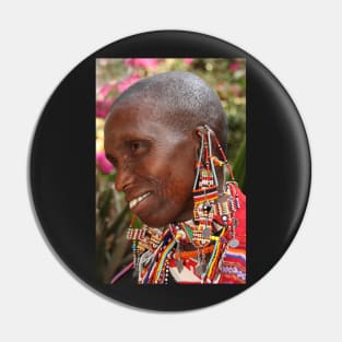 Portrait of an Older Maasai (or Masai) Woman, East Africa Pin