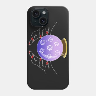 Roll for Your Fate - Polyhedral Dice Crystal Ball White Line Art Phone Case