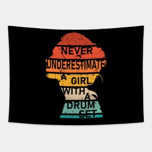 Never Underestimate a Girl with a Drum Set Tapestry