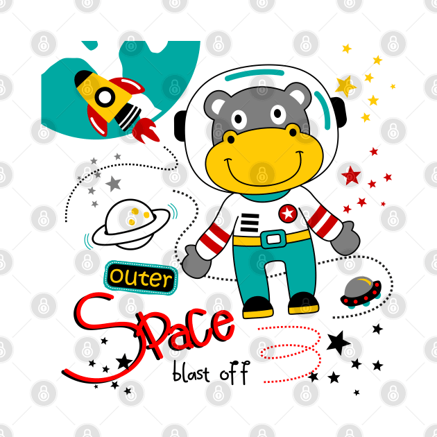 hippo outer space cartoon by Mako Design 