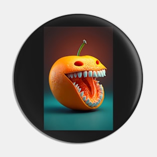 An Orange With Teeth Pin